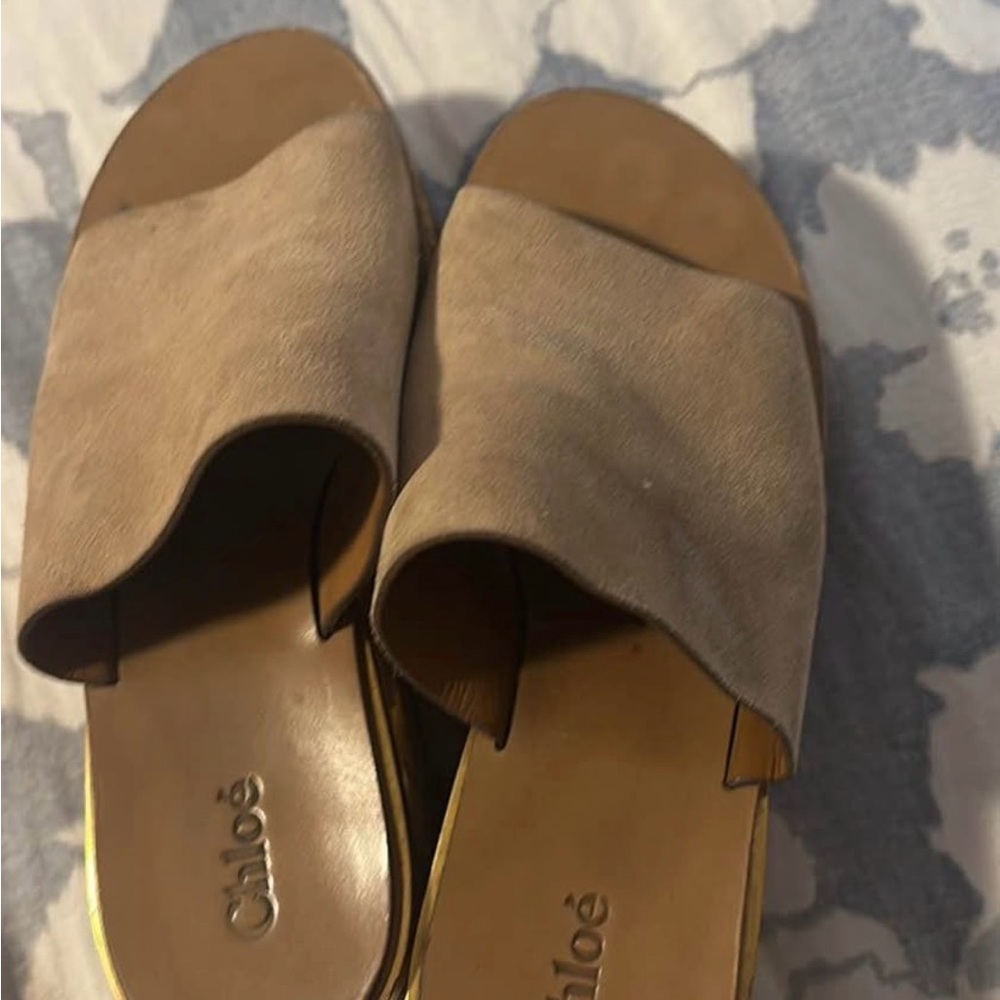 Chloe Beige Leather Mules
